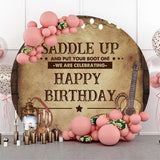 Allenjoy Saddle Up Cowboy Circle Happy Birthday Backdrop