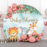 Allenjoy Safari Animals Leaves Baby Shower Round Backdrop