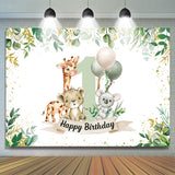 Allenjoy Safari Botanical Animals Happy 1St Birthday Backdrop