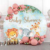 Allenjoy Safari Jungle Animals Baby Shower Round Backdrop