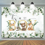 Allenjoy Safari Mint Green Leaves Its A Boy Baby Shower Backdrop