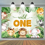 Allenjoy Safari Wild Animal Monstera 1St Birthday Backdrop