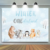 Allenjoy Safari Winter Onderland Snowy Happy Birthday Backdrop