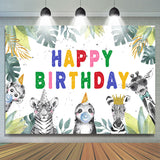 Allenjoy Safaris Jungle Leaves Themed Happy Birthday Backdrop