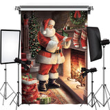 Allenjoy Santa Fireplace Gift Pack Photo Christmas Backdrop