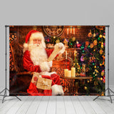 Allenjoy Santa Reading Letter Real Scene Christmas Backdrop