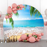 Allenjoy Seaside Beach Coconut Leaf Party Round Backdrop