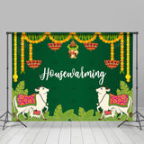 Allenjoy Sheep Indian Family Green Housewarming Backdrop