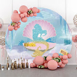 Allenjoy Shell Mermaid Undersea Treasure Chest Round Backdrop