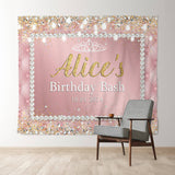 Allenjoy Shimmer Diamond Light Pink Custom Birthday Backdrop