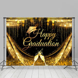 Allenjoy Shining And Grand Black Gold Graduation Backdrop