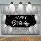 Allenjoy Shinning Sliver And Gery Balloons Birthday Background