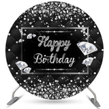 Allenjoy Shiny Diamonds Dark Round Happy Birthday Backdrop