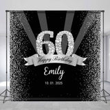 Allenjoy Silver Black Glitter Custom 60Th Birthday Backdrop