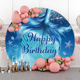 Allenjoy Silver Blue Mermaid Tail Circle Birthday Backdrop