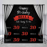 Allenjoy Silver Curtain Black Custom Name Birthday Backdrop