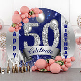 Allenjoy Silver Diamond Balloons 50Th Birthday Round Backdrop