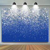 Allenjoy Silver Glitter Sequin Blue Happy Birthday Backdrop