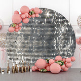 Allenjoy Silver Lattice Glitter Round Birthday Party Backdrop