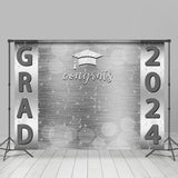 Allenjoy Silver Ribbons Bachelor Cap Graduation Backdrop