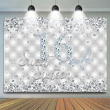 Allenjoy Silver Shiny Diamond Sweet Sixteen Birthday Backdrop