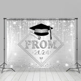 Allenjoy Silver Simple Glitter Happy Graduation Prom Backdrop