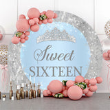 Allenjoy Silver Sparkling Snowflake Round Sweet 16 Backdrop