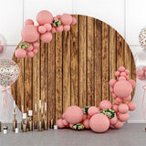 Allenjoy Simple Brown Wooden Happy Birthday Circle Backdrop