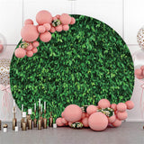 Allenjoy Simple Custom Circle Green Leaves Wedding Backdrop