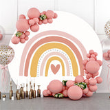 Allenjoy Simple Cute Rainbow Happy Birthday Circle Backdrop