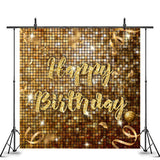 Allenjoy Simple Glitter Golden Theme Happy Birthday Backdrop