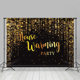 Allenjoy Simple Gold Glitter Black Housewarming Party Backdrop