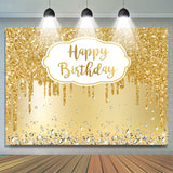 Allenjoy Simple Gold Happy Birthday Backdrop Party