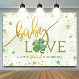 Allenjoy Simple Green Clover Lovely Baby Shower Backdrop