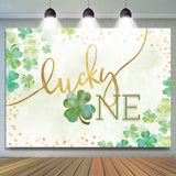 Allenjoy Simple Green Clover Lucky One Birthday Backdrop