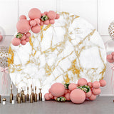 Allenjoy Simple Marble Texture Happy Birthday Round Backdrop