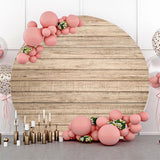 Allenjoy Simple Nature Wood Wall Round Backdrop Birthday