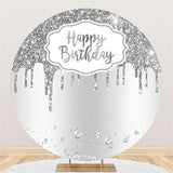 Allenjoy Simple Sliver Glitter Round Birthday Party Backdrop