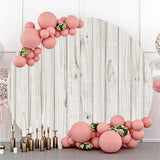 Allenjoy Simple White Stripe Wooden Circle Birthday Backdrop