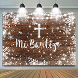 Allenjoy Simple Wooden Snowflake Mi Bautizo Baptism Backdrop