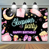 Allenjoy Sleepover Party Happy Birthday Backdrop Girls