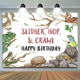 Allenjoy Slither Hop Crawl Animals Happy Birthday Backdrop