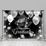 Allenjoy Sliver And Black Glitter Congratulations Grad Backdrop