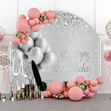 Allenjoy Sliver Balloon Sparkling Round Birthday Backdrop