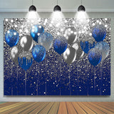 Allenjoy Sliver Bokeh Glitter Blue Balloons Birthday Backdrop