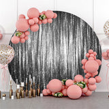 Allenjoy Sliver Bright Glitter Round Black Birthday Backdrop