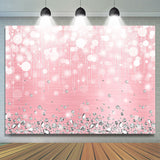 Allenjoy Sliver Diamonds Bokeh Pink Birthday Party Backdrop