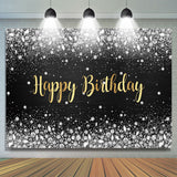 Allenjoy Sliver Glitter Diamond Gold Letter Birthday Backdrop