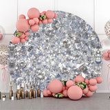 Allenjoy Sliver Glitter Diamond Party Round Backdrop Cover