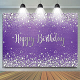 Allenjoy Sliver Glitter Diamond Purple Birthday Backdrop